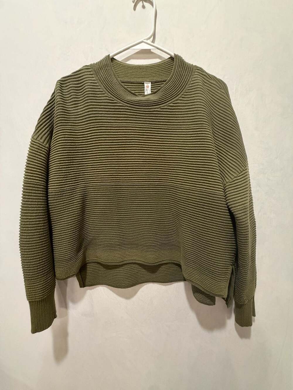Daily Practice by Anthropologie Green Ribbed Knit Pullover Sweater Size L